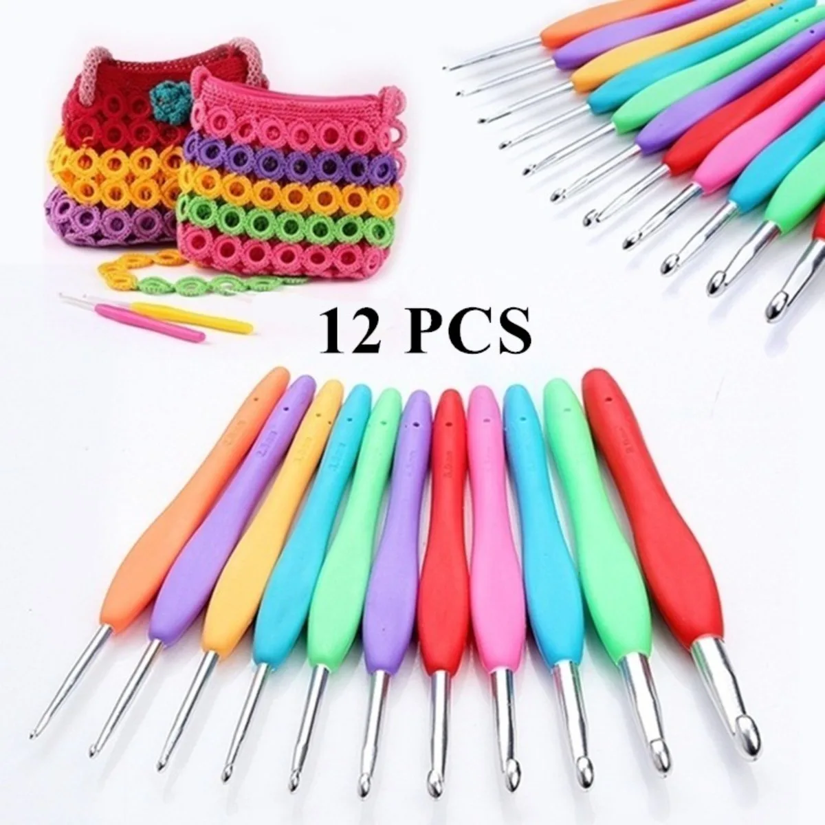 12 Pcs Crochet Hooks Needles Stitches Knitting Craft Kit