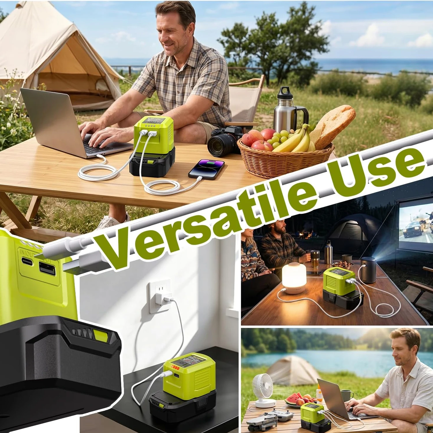 NEUES Verbessertes Tragbares 100W Schnellladegerät ADP01 für Ryobi 18V ONE+ Lithium-Akku, USB-Anschluss, Zwei-Wege-Ladegerät – Detail 8