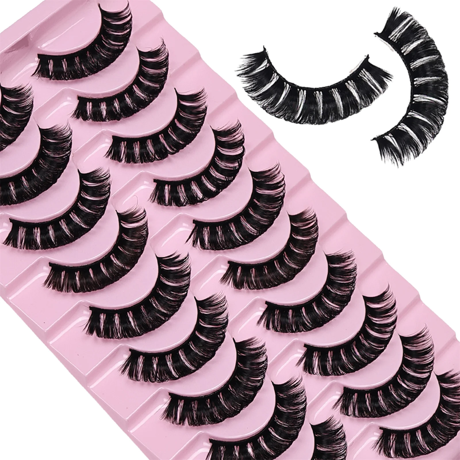 Faux-cils Russes 3D Réutilisables et Bouclés, Extensions de Cils, 10 Paires