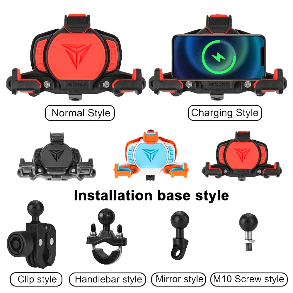 Motorcycle Mobile Phone Holder Outdoor Shock Adjustable Cellphone Support Wireless Charging GPS Navigation Mobile Phone Bracket