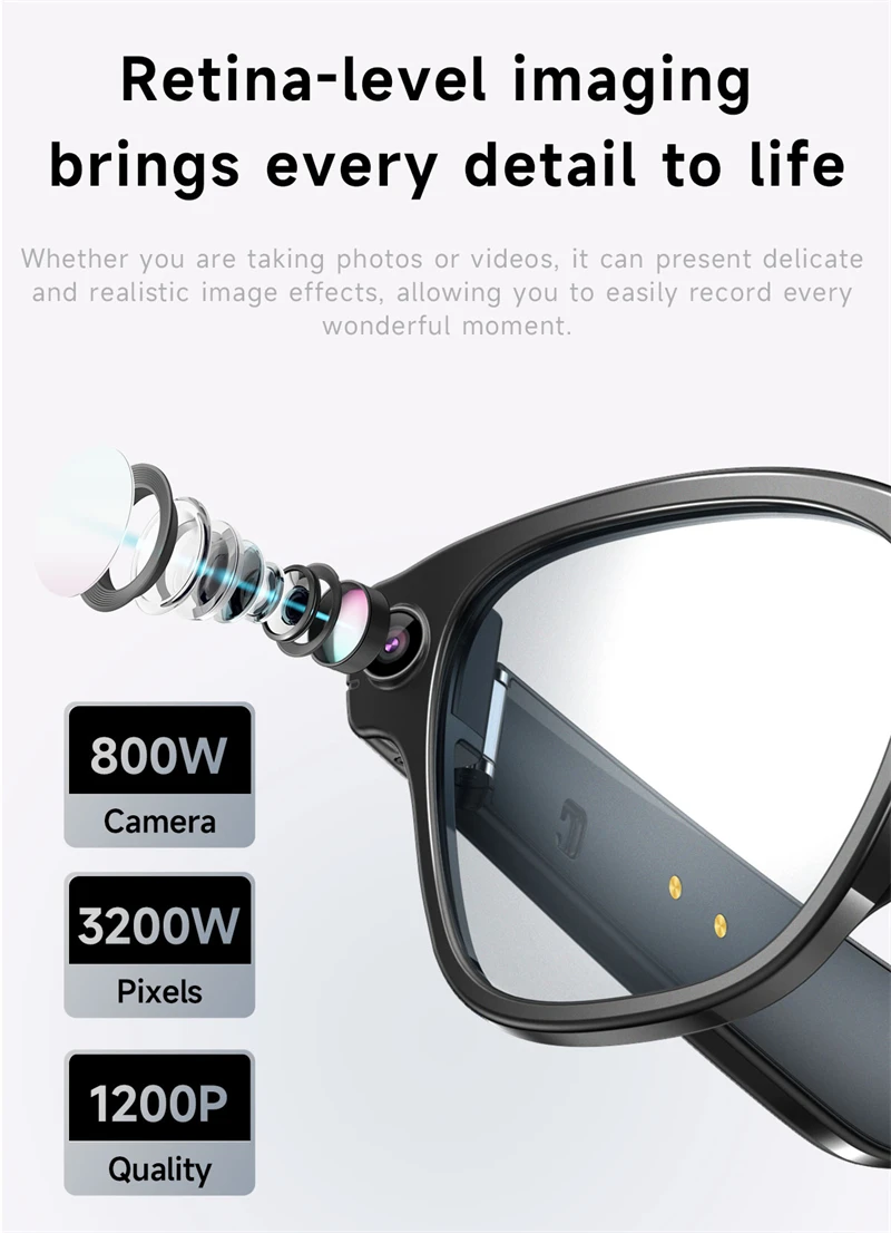 Neue L801 Smart Brille 8MP 4K HD Video Sonnenbrille 32GB Wi-Fi Transfer Audio Record AI Assistent IP68 Wasserdicht
