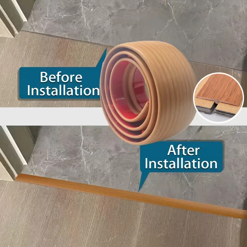 1 قطعة 1 متر/39.37 بوصة شريط انتقال الأرضيات البلاستيكية على شكل حرف T-سهولة التركيب، ختم عتبة متين للخشب الصلب والأرضيات المصفحة