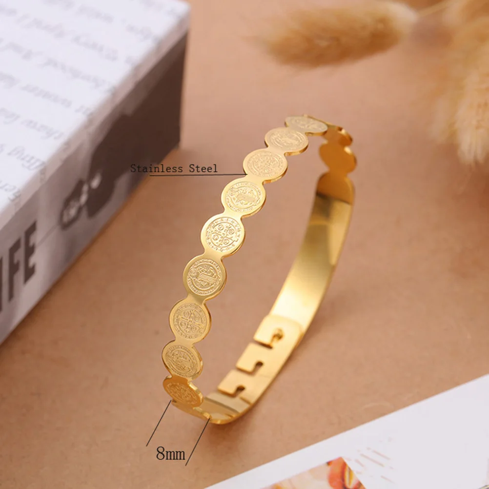 

Stainless Steel Bracelet Adjustable Golden Bangle for Women Men Fashion Jewelry Delicate Design Perfect Gift for Anniversary