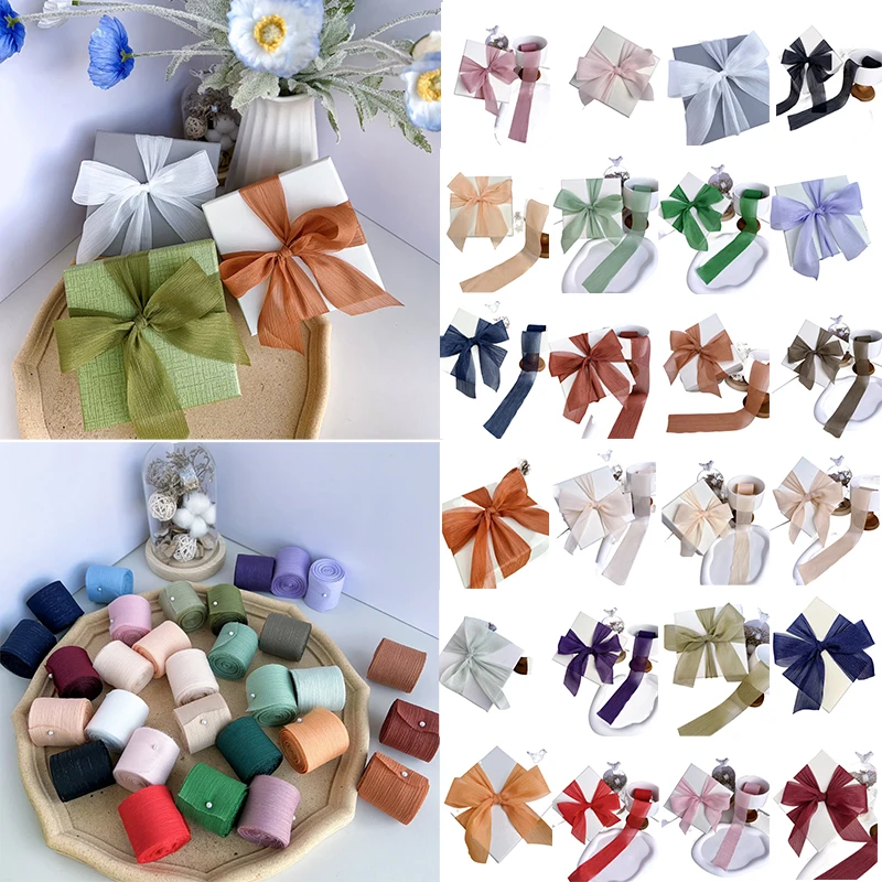 

DIY Silver Sparkling Ribbon for Gift Box,Chiffon Wrinkle , Mesh Accessories, Brilhante Seda, Flower Bundle Packaging, Snow Yarn