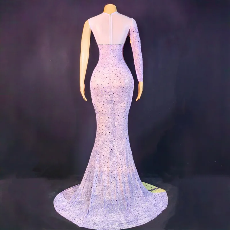 เพชรสีชมพูยาวเสื้อผ้าไนท์คลับบาร์ปาร์ตี้ SLIM FIT ชุดนักร้องรุ่น Catwalk จัดเลี้ยง PARTY Dresses สําหรับผู้หญิง Elegant PARTY