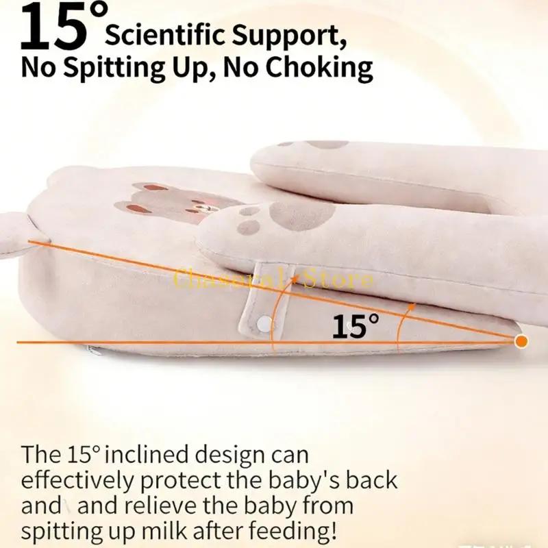 E7CE 15° Ergonomic Nursing Pillow for Infant Toddlers Incline Pillow Cartoon Pattern