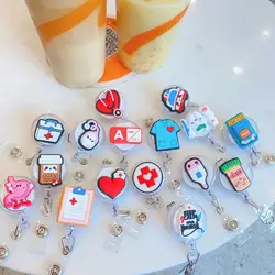1pc Retractable Badge Reel Clips for Nurse Doctor Hospital Medical Workers Kawaii Business Card Holder Accessories