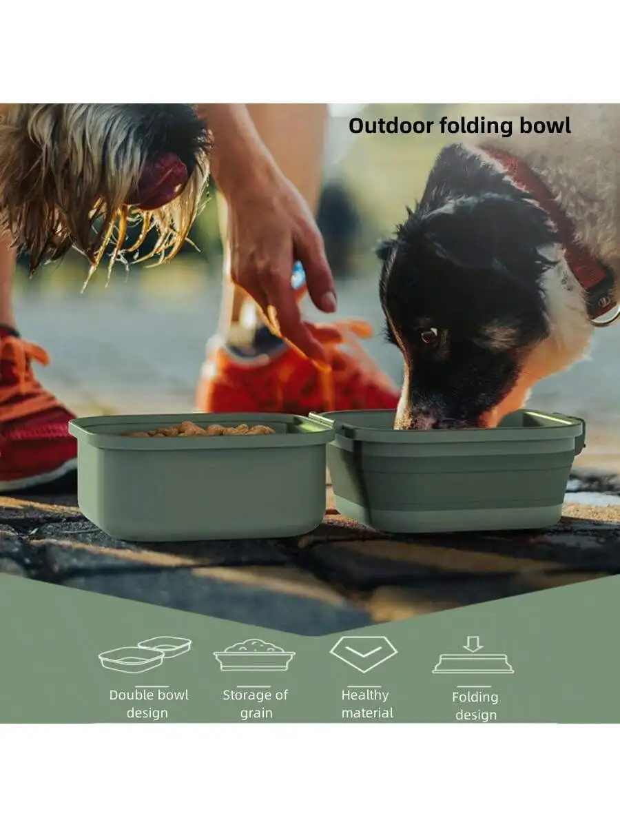 1pc Portable Double-Decker Dog Travel Bowl For Food And Water, Pet Outdoor Travel Supplies