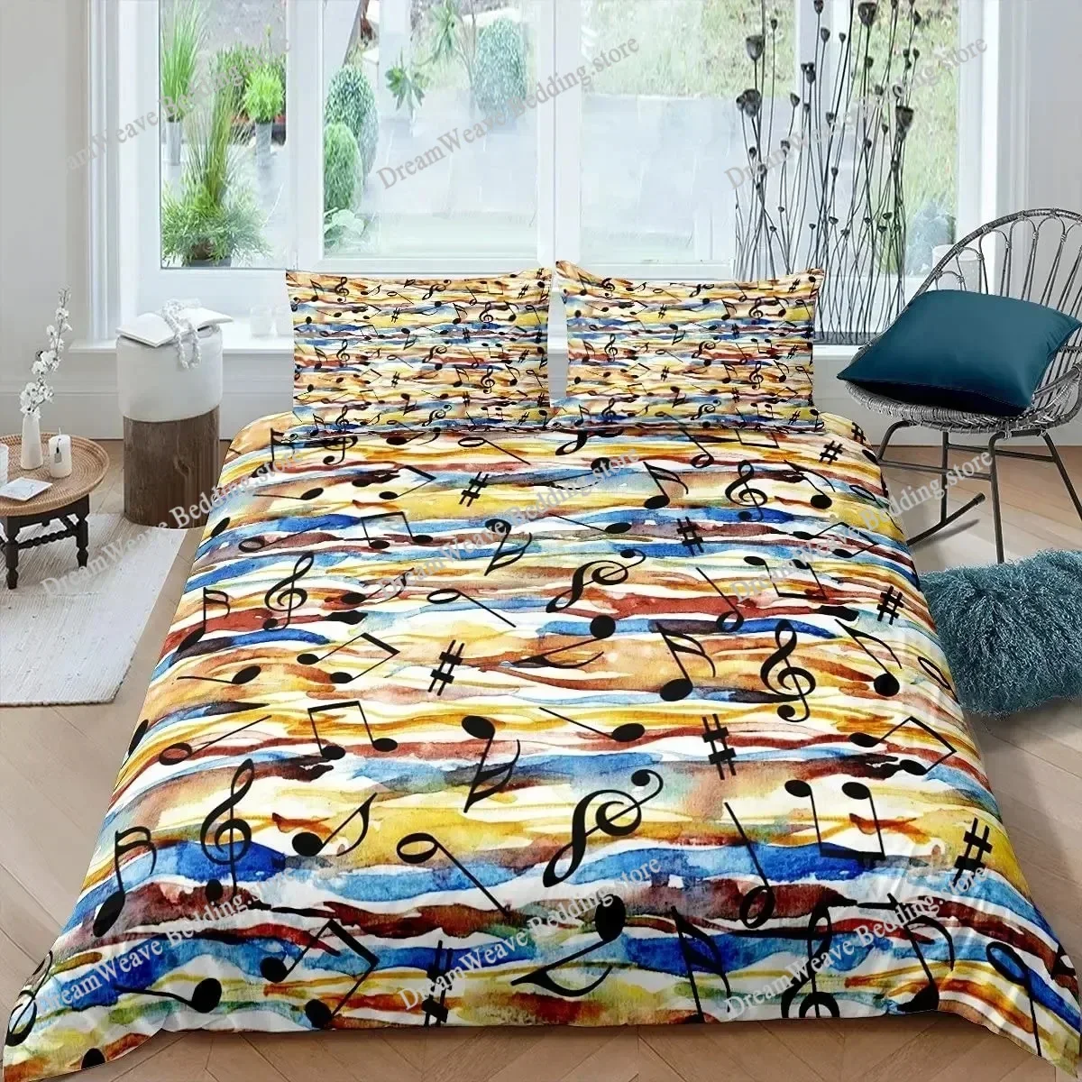 

Music Notes Bedding Set Duvet Cover 3d Bedding Fashion Design Decoration King Duvet Cover Set Double Bed Set Bedding Sets741