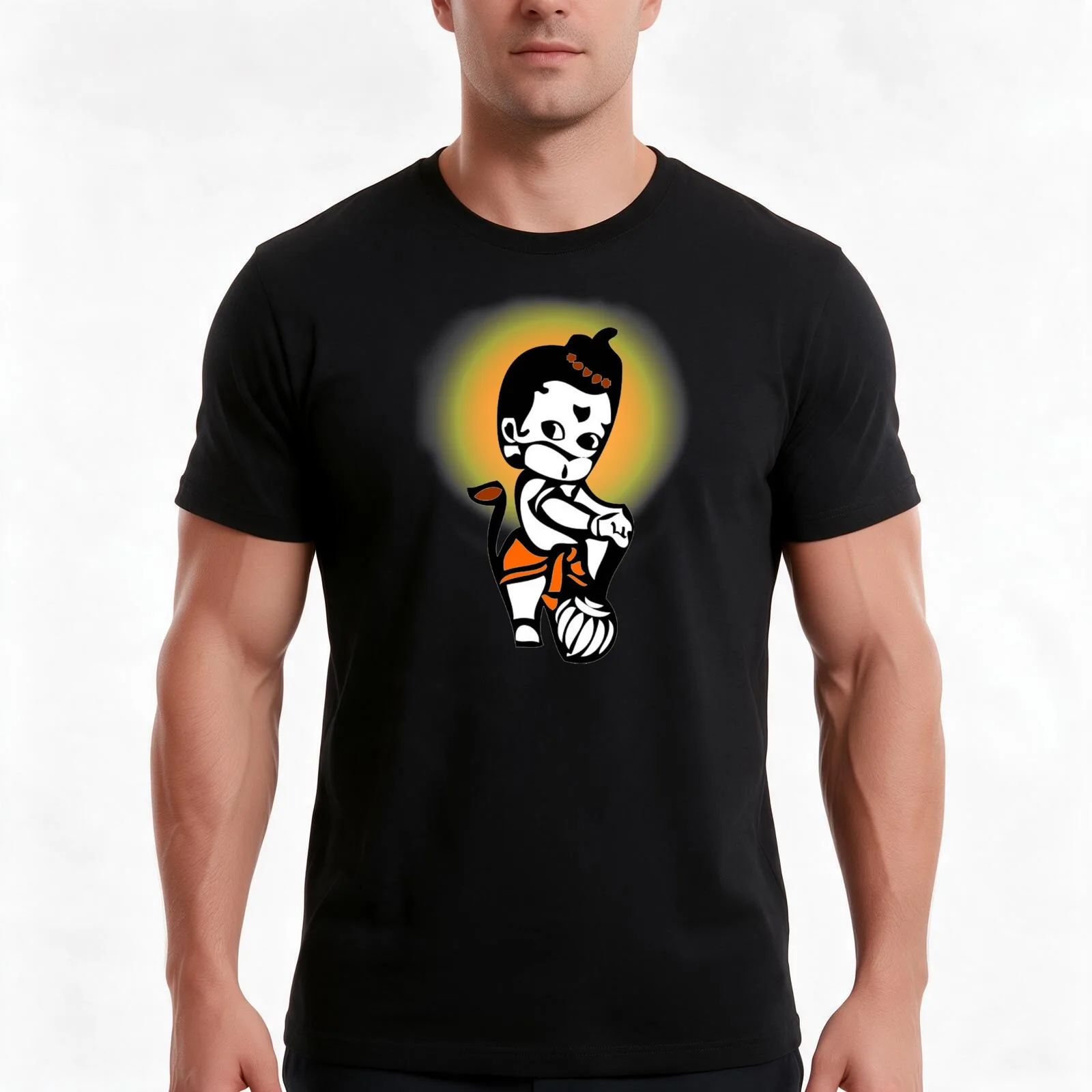 Cute Little Lord Hanuman T-Shirt, Summer Casual Cotton Tee, Oversized Streetwear Tops, Vintage Graphic Print, Unisex Men Women