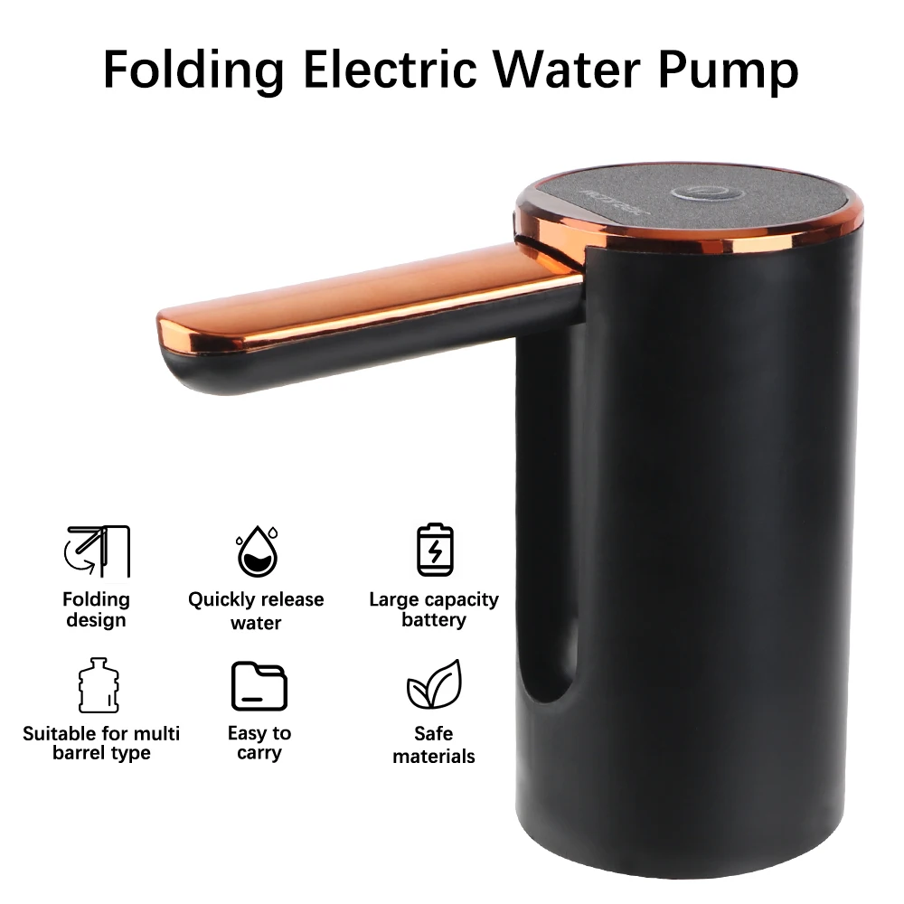 Bomba de agua eléctrica inalámbrica recargable por USB, dispositivo de bombeo de agua de barril plegable portátil, pequeño dispensador de agua automático