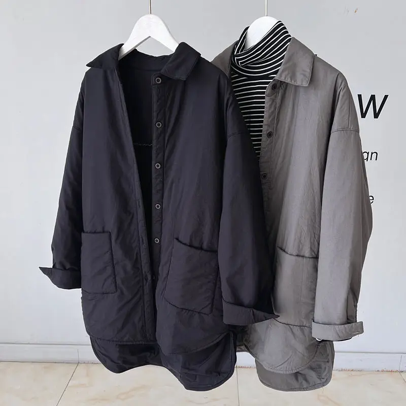 Autumn and Winter New Women's Down Cotton Jacket Commuting Polo Collar Shirt Jacket