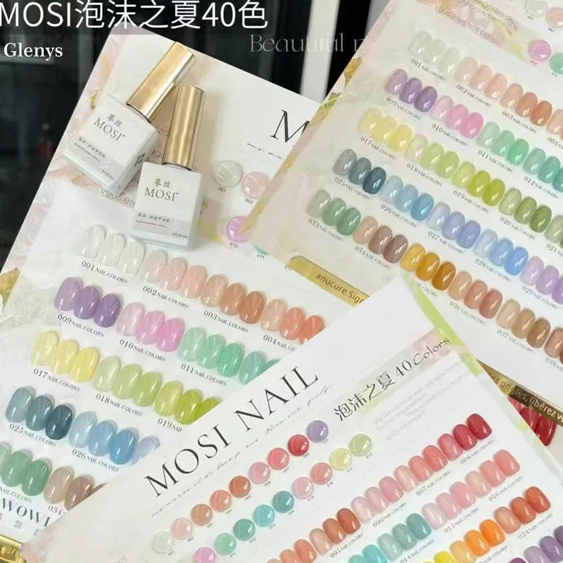 Glenys 40 Color Foam Summer nail polish Gel Essential for Beauty in Spring and Summer Color Card Nail Art Varnish Set 15ml