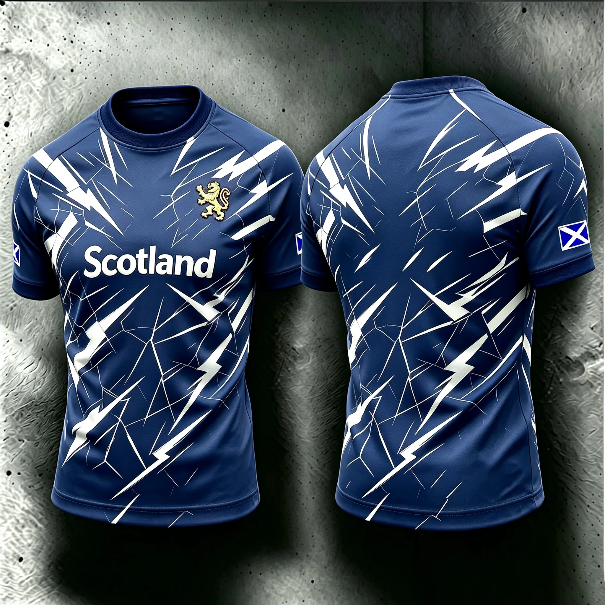 2026 Men Crew Neck Short Sleeve Training Tee Scotland Lion & Lightning Print Quick Dry Breathable Casual Athletic Sport Top