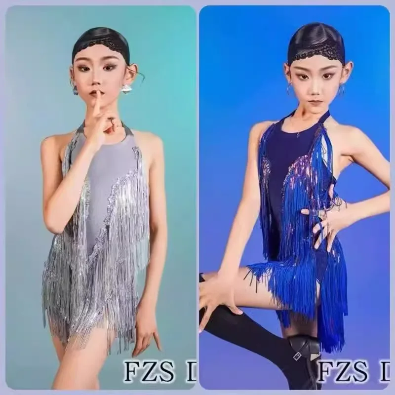 

Индивидуальная тренировочная одежда с кисточками и пайетками для девочек, тренировочная одежда, платье для латинской чачи, самбы, румбы, ковбойской танцевальной команды