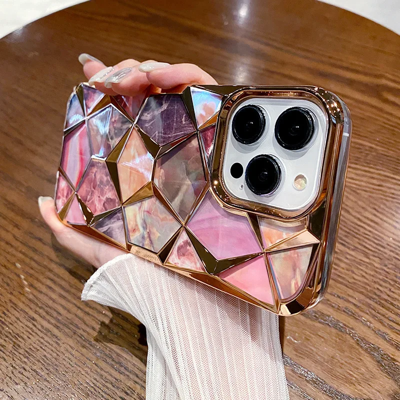 

Роскошный цветной модный ромбический мраморный чехол для телефона, защитный полный чехол для iPhone 13 Pro Max