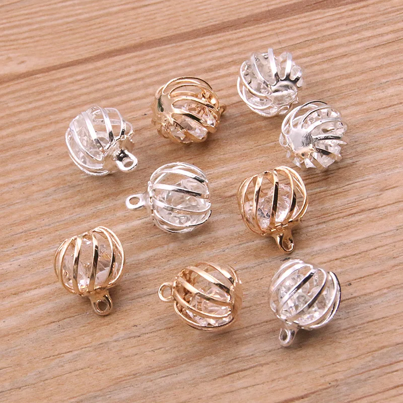 10Pcs 11*14MM 2 Color Antern Spring Spiral Bead Cages Pendants Charm For Women Men DIY Necklace Bracelet Making Accessorie