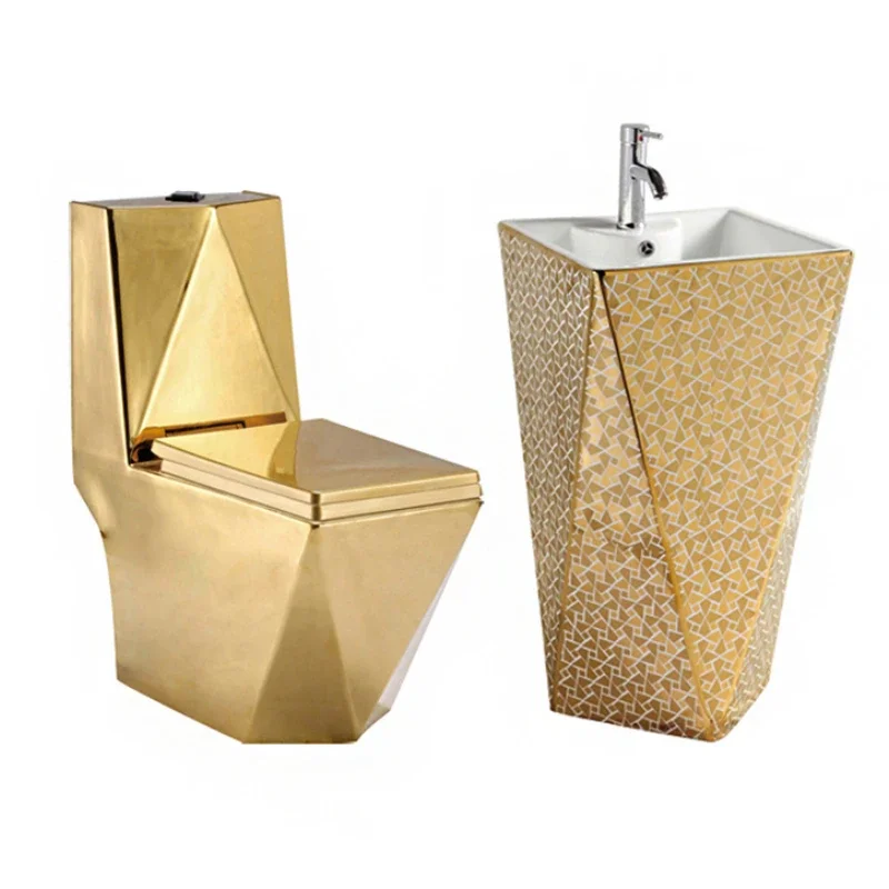 style sanitary ware floor stand golden color wc toilet with sink