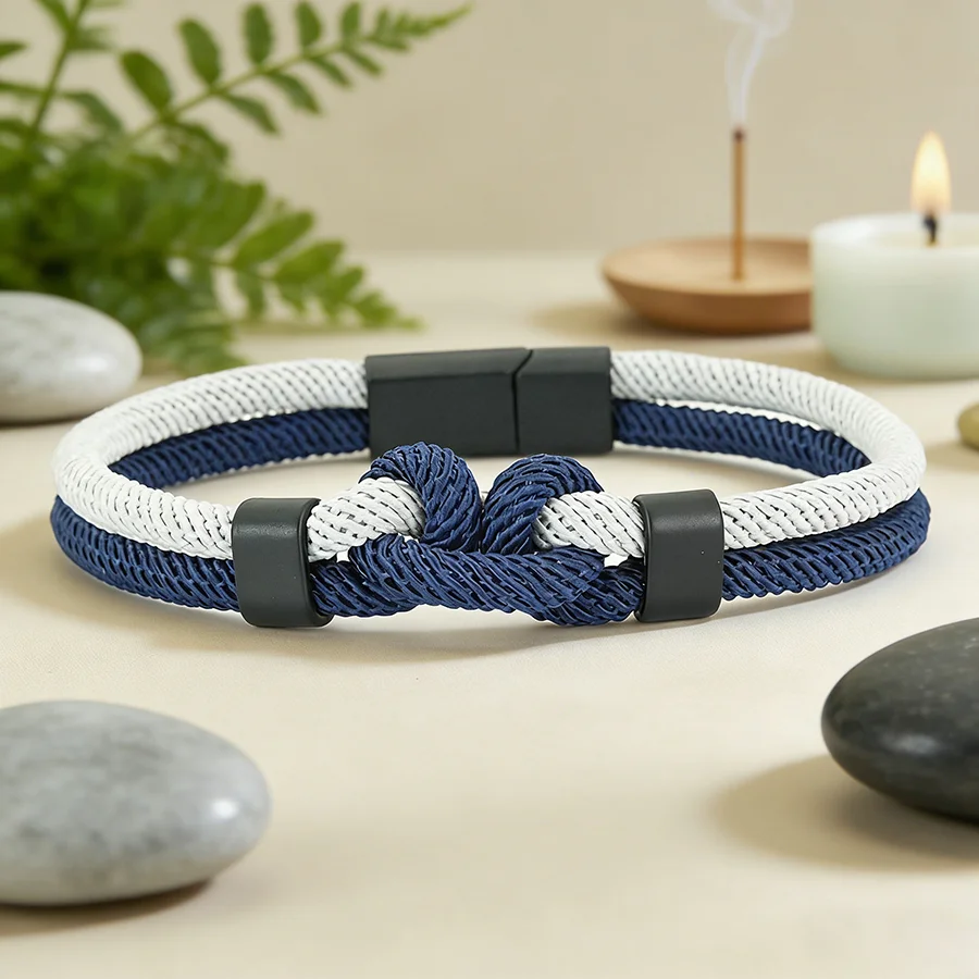 Einzigartiges Peaceful Mind Knot Armband, Unisex, handgefertigt, gewebte Kette mit Magnetverschluss, heilendes Armband, lässiges Yoga-Meditationsarmband