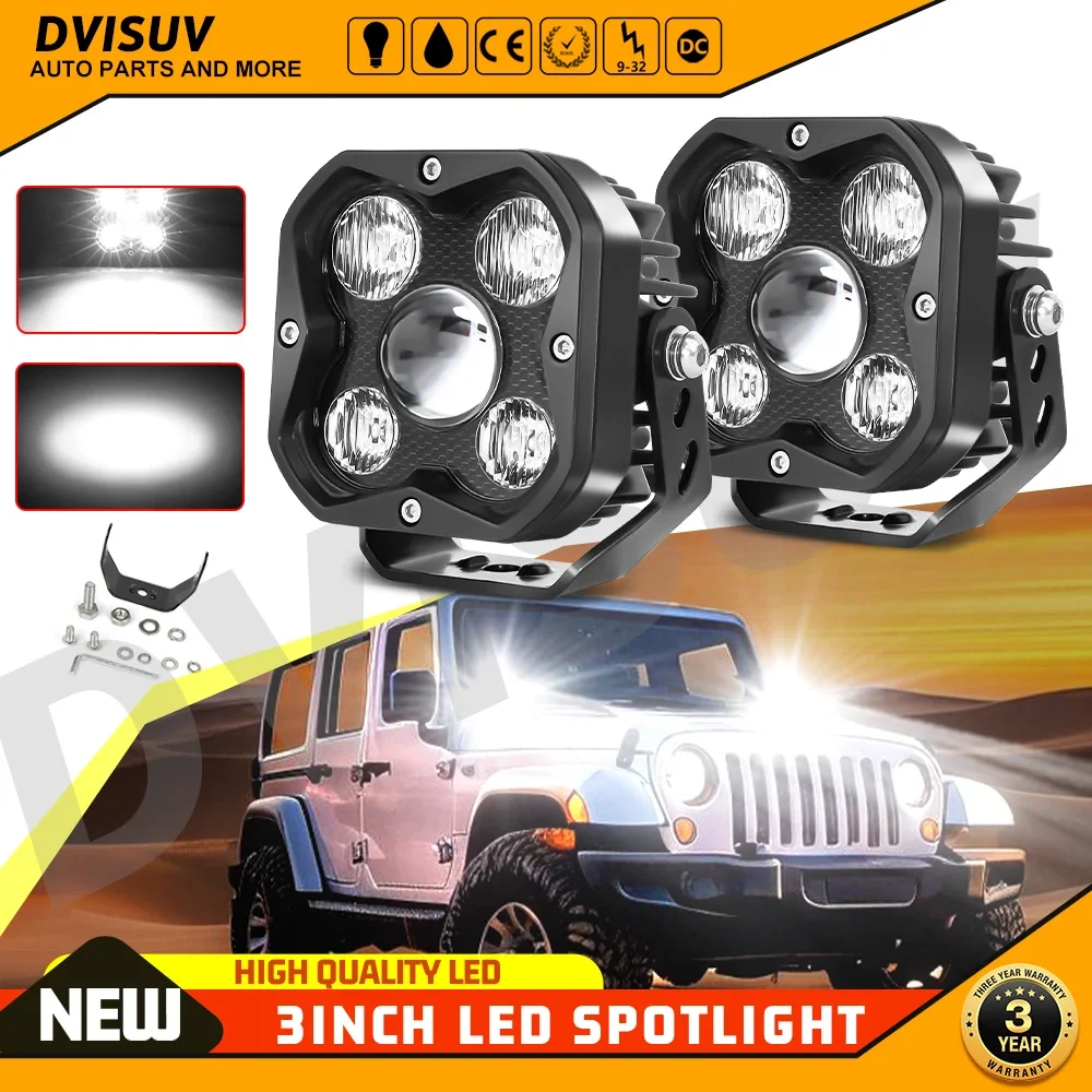 HAOLIDE 3.2 Inch Super Bright LED Work Light 6000k Spot Flood Combo Beam for Motorcycle off-road use BUS ATV UTV 12V 24V IP68