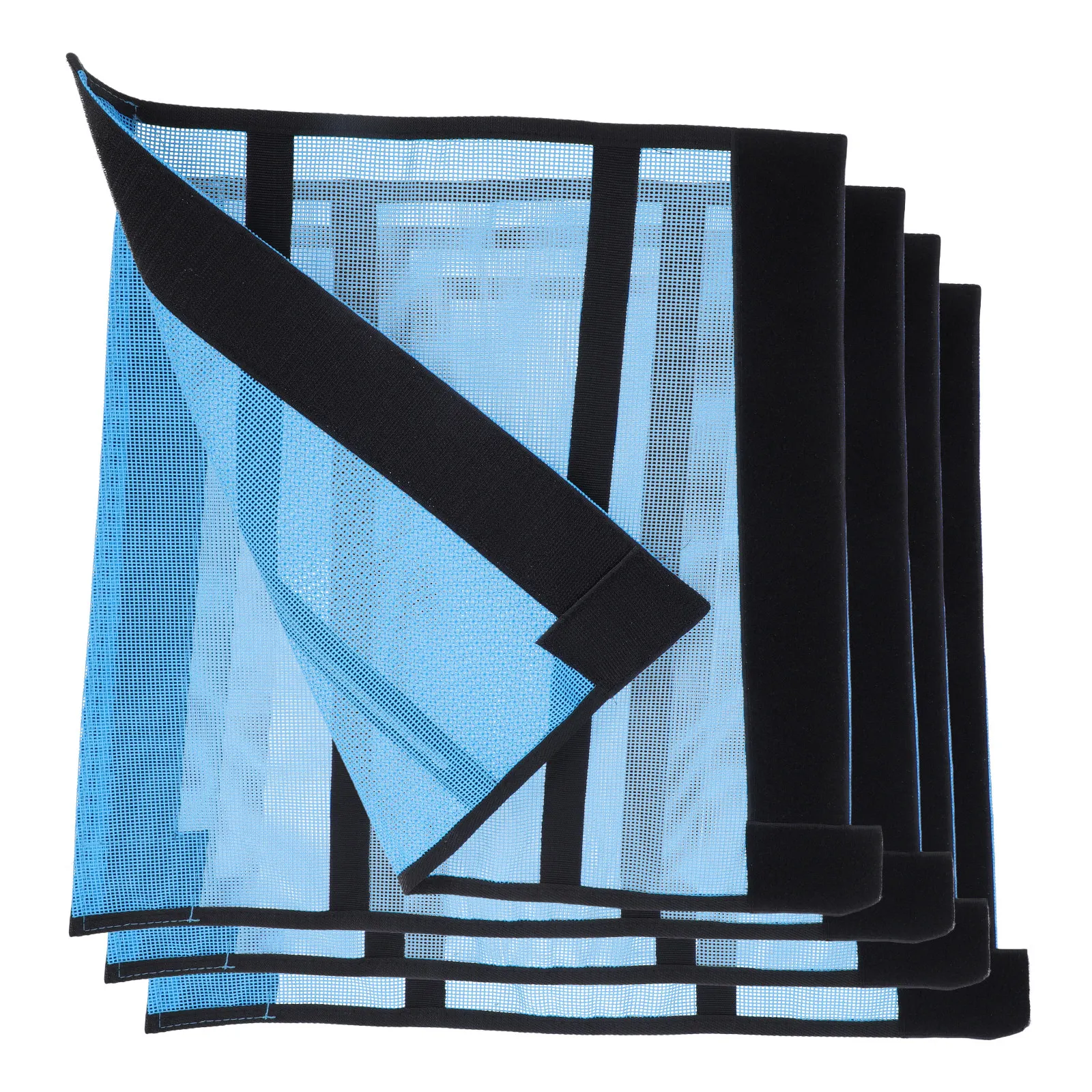 4個入り-メッシュ製-馬用フライブーツ-通気性・軽量設計で、日常の乗馬や競技、屋外での使用に最適。馬の脚の疲労を軽減。