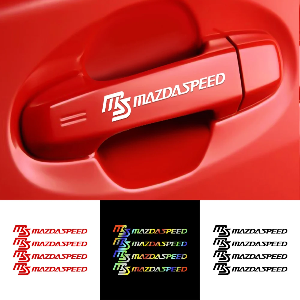 4 Uds insignia de coche manija de puerta pegatinas espejo retrovisor decoración calcomanías para Mazda Speed MS Axela Atenza Demio 5 6 CX-5 CX-8 MPS