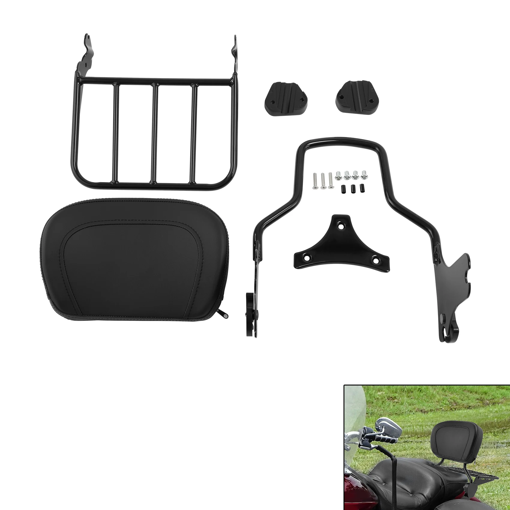 

Motorcycle Backrest Sissy Bar Luggage Rack Docking Kit For Harley Touring Electra Glide Road King Street Glide 1997-2008 2007 06