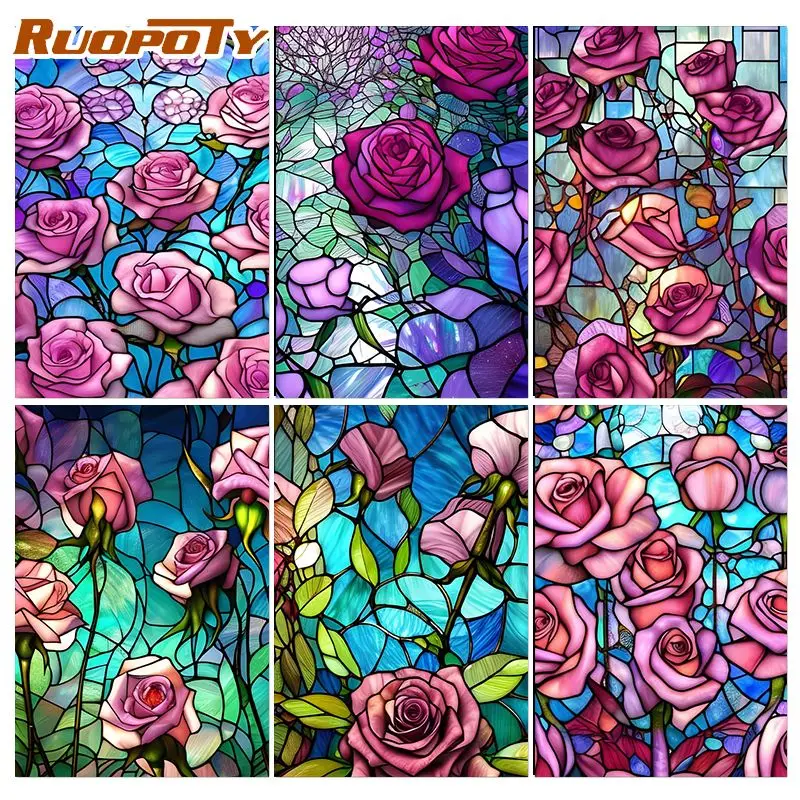 

RUOPOTY 5D Diamond Painting Full Square Flowers Diamond Embroidery Mosaic Kits Art Home Decoration New Arrival