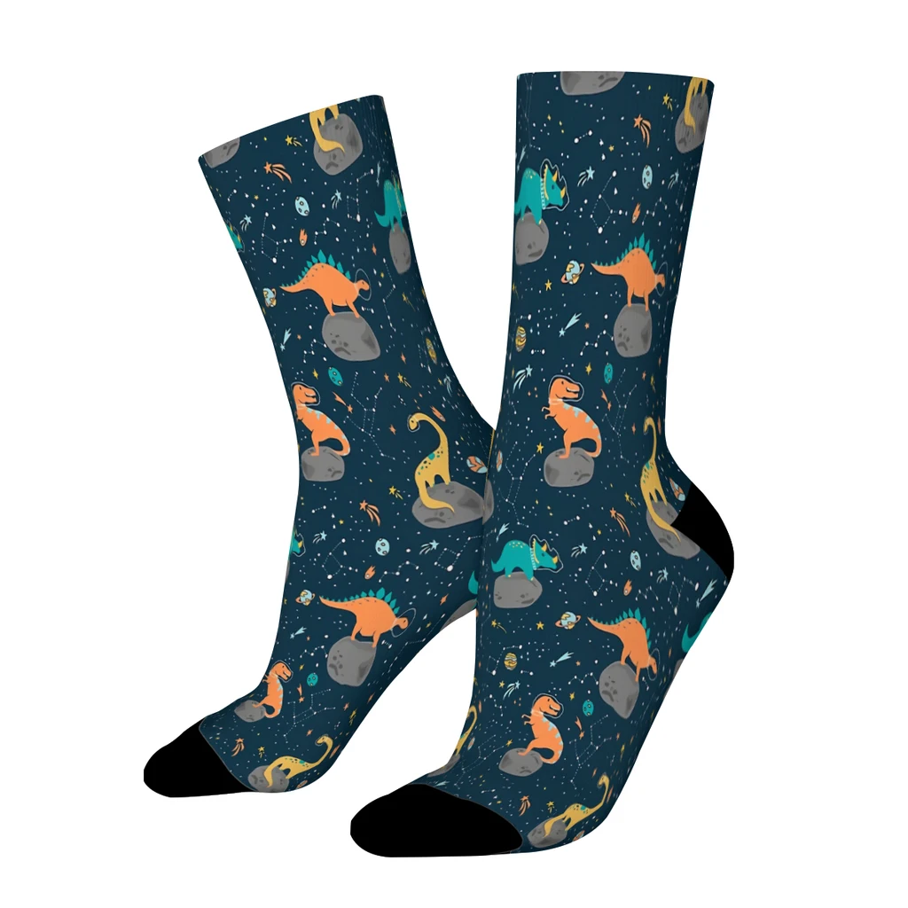 Dinosaurs Floating on an Asteroid  Straight Socks Male Mens Women Spring Stockings Polyester Harajuku