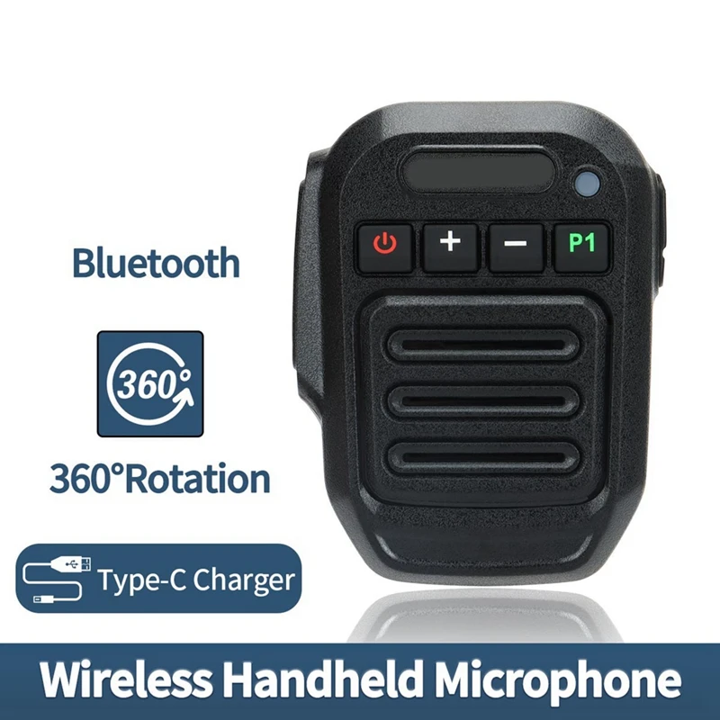 Microfone Bluetooth sem fio, microfone de alto-falante portátil, tipo C para Baofeng UV-5R, 5RH, Quansheng UV-K5, K6, acessórios de radioamniso