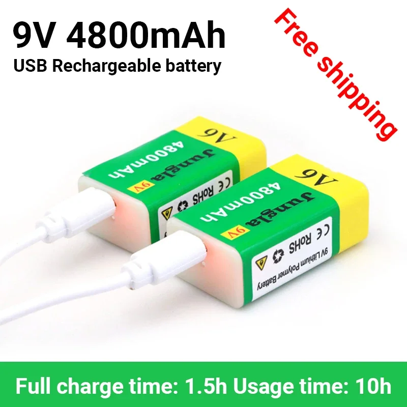 

2024 9V 4800mAh li-ion Rechargeable battery Micro USB Batteries 9 v lithium for Multimeter Microphone Toy Remote Control KTV use