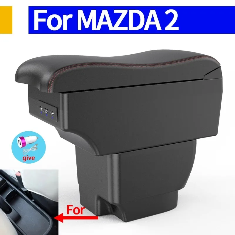 

Для MAZDA MAZDA 2, подлокотник для MAZDA Demio, автомобильный подлокотник, детали для модернизации, ящик для хранения автомобильных аксессуаров, детали интерьера USB