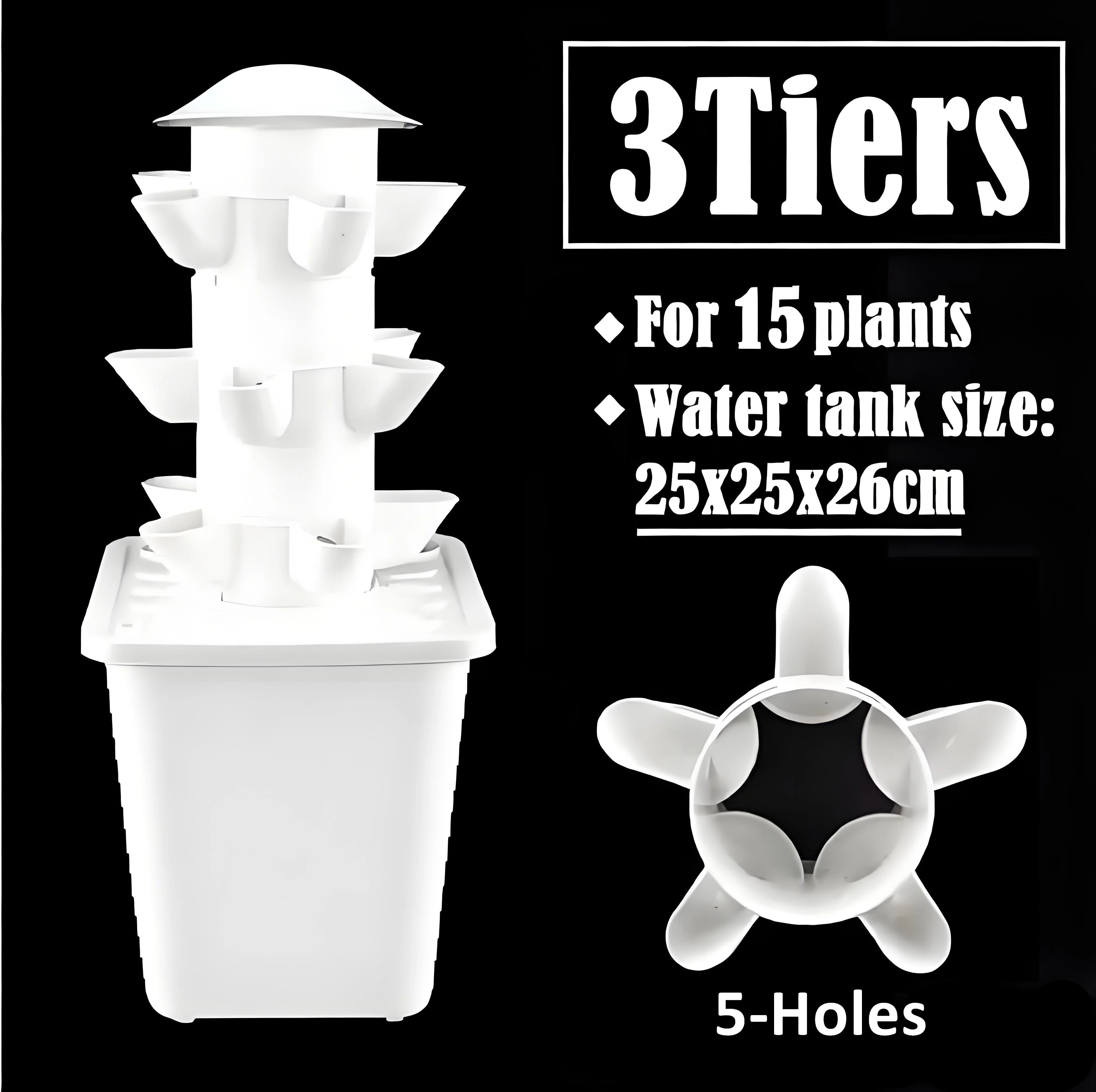 Vertical Hydroponic Tower Garden, 3 Layers 15 Pods Indoor & Outdoor Hydroponics Growing System for Herb,Vegetables,Strawberry