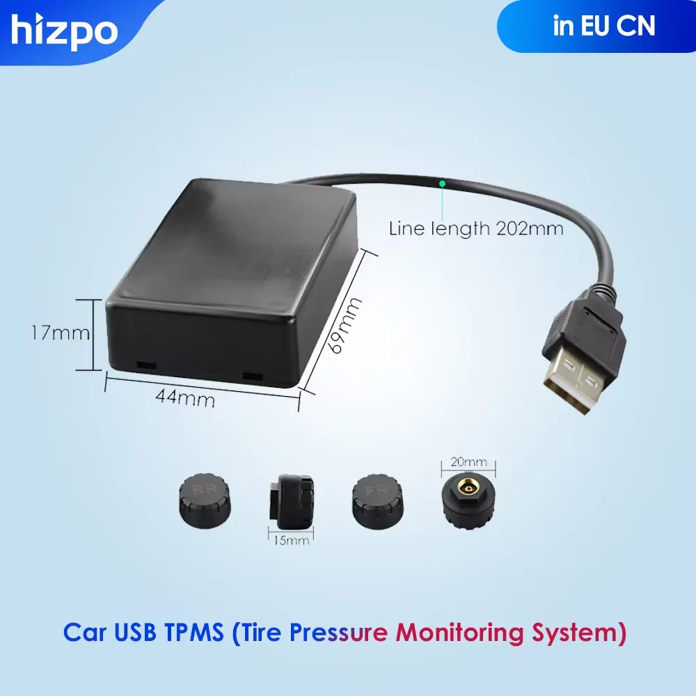 Ossuret Car USB TPMS (Tire Pressure Monitoring System) for Android Multimedia Player Car Navigation Display Head Unit Autoradio