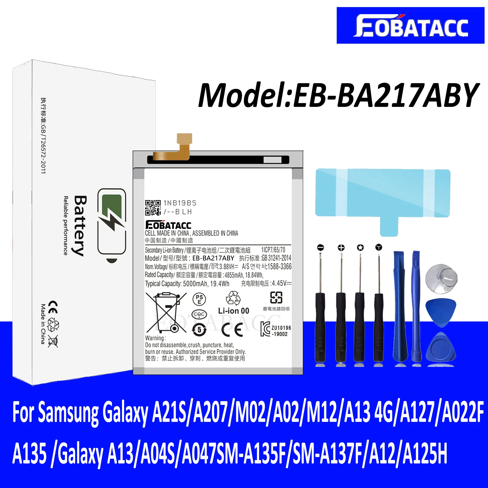 EOTABACC 100% nuova batteria originale EB-BA217ABY per Samsung A21S/A207/A217/A12(A125H)/A127/A022F/M02 // A02/M12/A13 batteria + strumenti