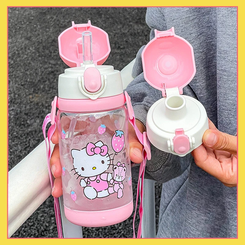 Sanrio Hello Kitty Childrens Drinking Cup with Straw Culomi Cinnamon Dog Cute Primary School Student Double Drinking Cup Gifts