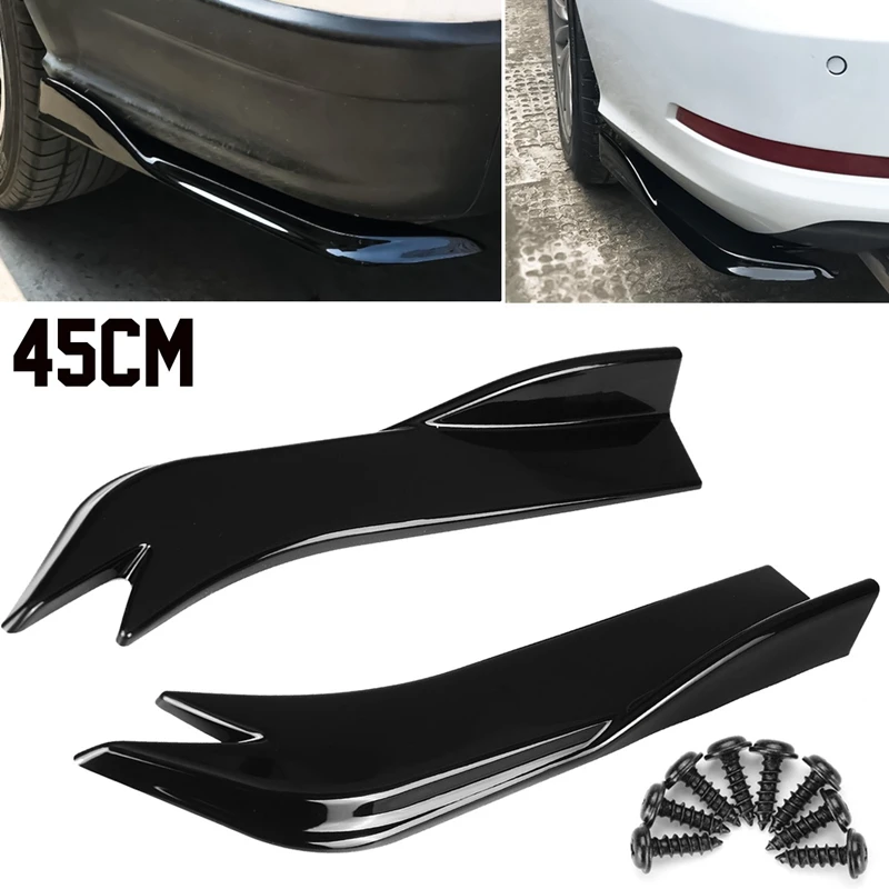 45CM 2Pcs Car Rear Bumper Spoiler Lip Side Skirt Splitters Protector Guard Anti-Crash Diffuser Lip Universal