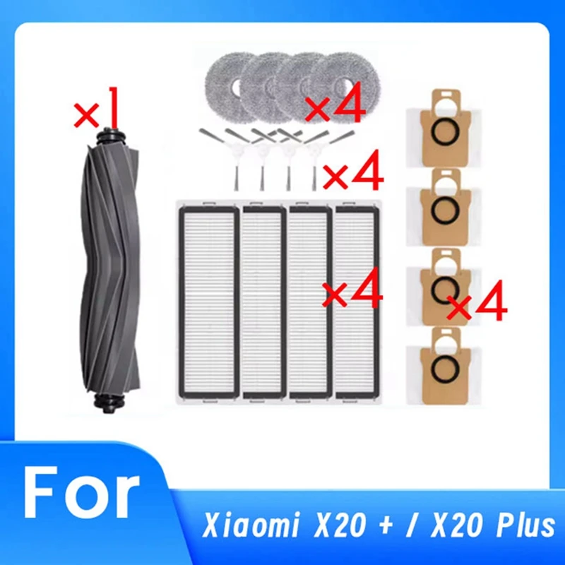 Hot Sale-17PCS For Xiaomi X20+ X20 Plus Vacuum Cleaner Replacement Parts Brush Filter Dust Bag Mop Cloth And Main Brush Cover Ki