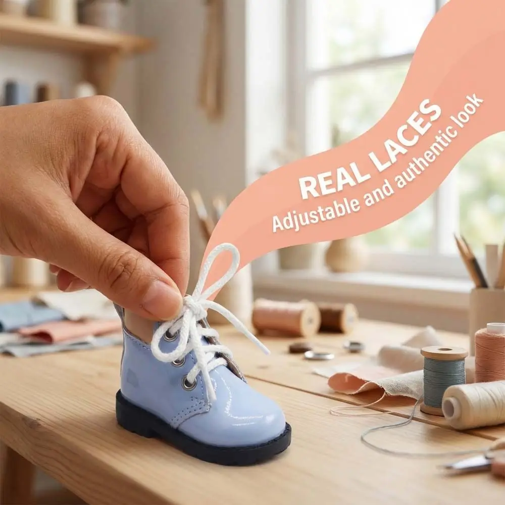 

1 Pair PU Leather 20cm Cotton Shoes Casual Wear Cute PU Leather Shoes Lightweight Creative 20cm Leather Boots Gifts