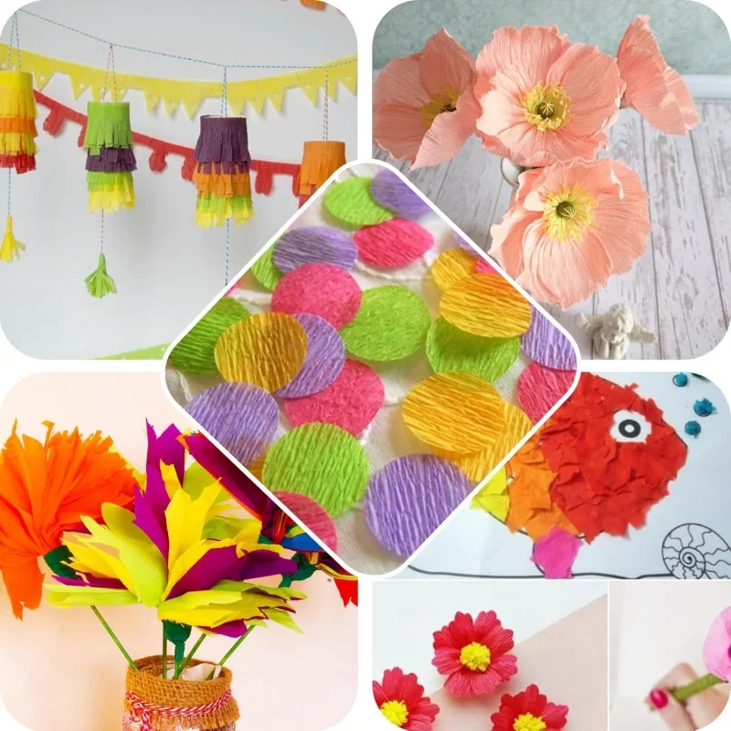 Colored Crepe Paper Roll Crepe Paper Sheets Origami Flower Making Crinkled Crepe Paper DIY Craft Gift Wrapping Paper Decorations - Image 5