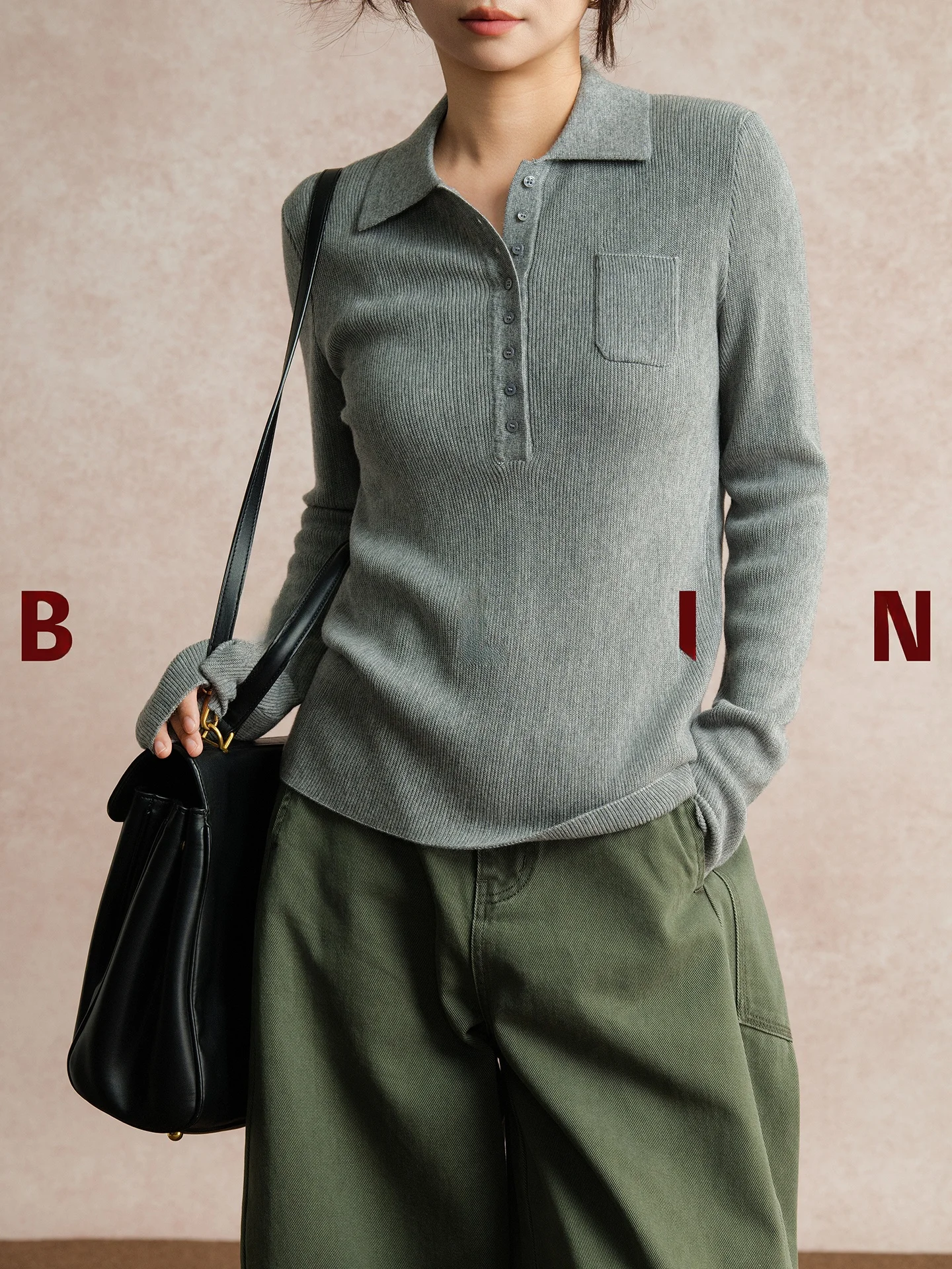 

Belin Simple Sle Ne Woolen ket Knitted irt Slim Fit Base Layer Early Spring ey High nce Sensation