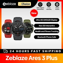 Zeblaze-男性用AMOLEDディスプレイ付きスマートウォッチ,Bluetooth,電話,3D,インタラクティブスポーツ,1.43インチ,ares 3 plus,新品