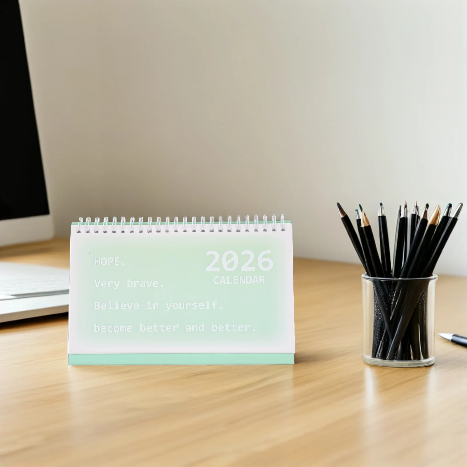 

2026 Desk Calendar Planner Spiral Bound Academic Minimalist Daily Appointment Korean Monthly Flip