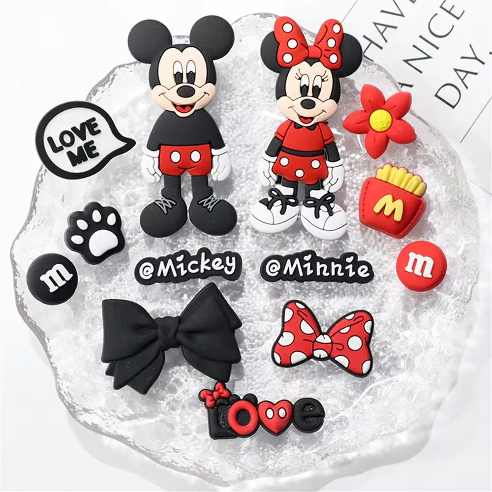 Popular MINISO Mickey Minnie Shoe Buckle Charm Cartoon PVC Fashion DIY Clogs Sandals Cute Decoration