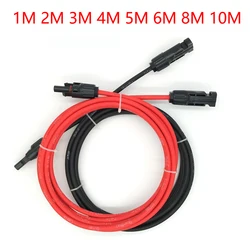 1 Pair Solar Panel Extension Cable Copper Wire 6 4 2.5 mm²  10 12 14 AWG Black and Red with Solar PV Wires Connectors