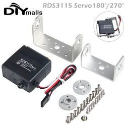 17KG Digital Servo RDS3115 Servo 180 270 Degree Metal Gear with U-Shaped Servo Bracket Arm Plate for DIY Robot RC Car Boat Truck