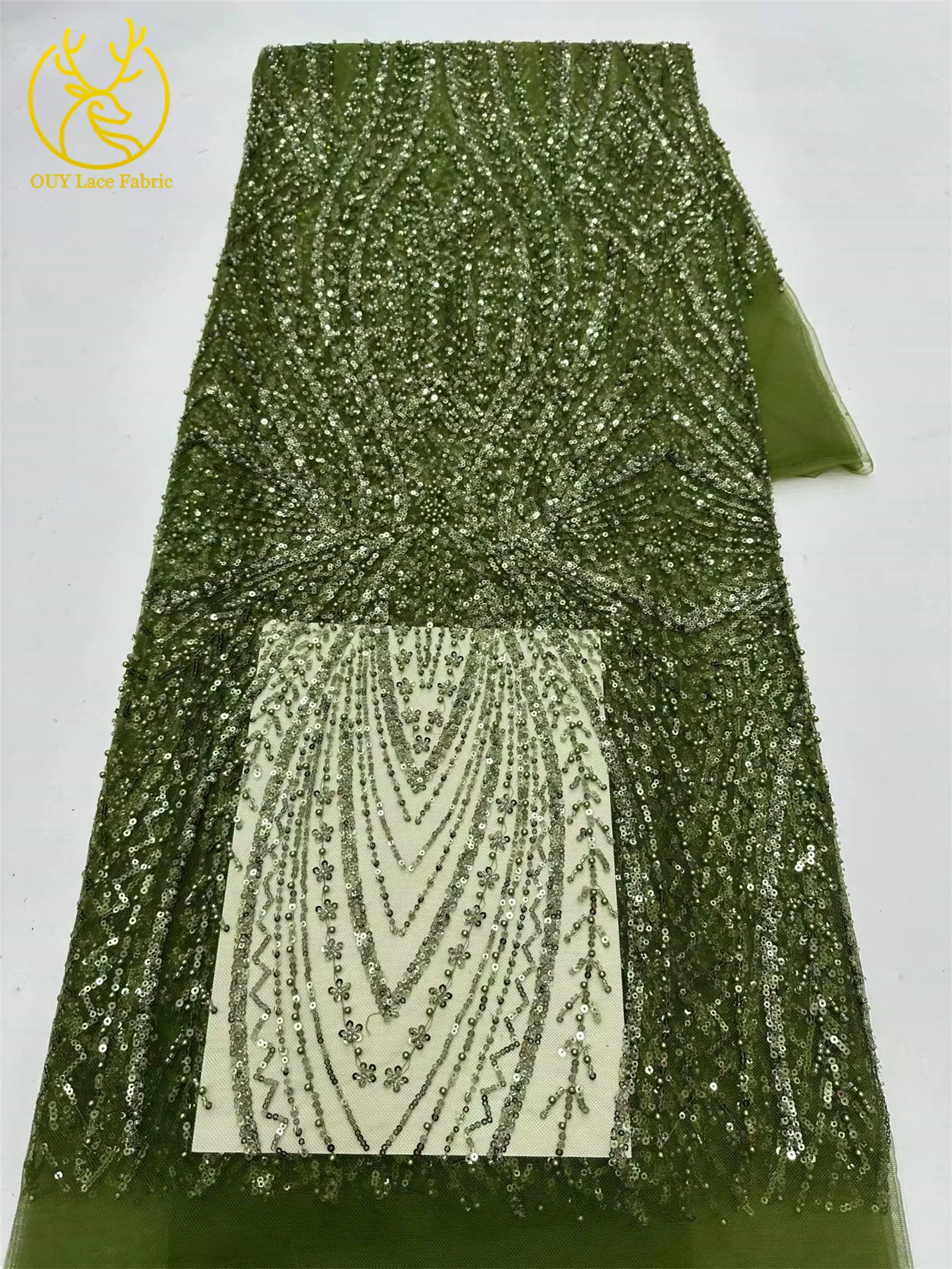 Exquisiter bunter afrikanischer Perlen-Mesh-Spitzenstoff, 5 Yards, hochwertiger französischer Tüll-Spitzenstoff zum Nähen von Brautkleidern – Detail 26