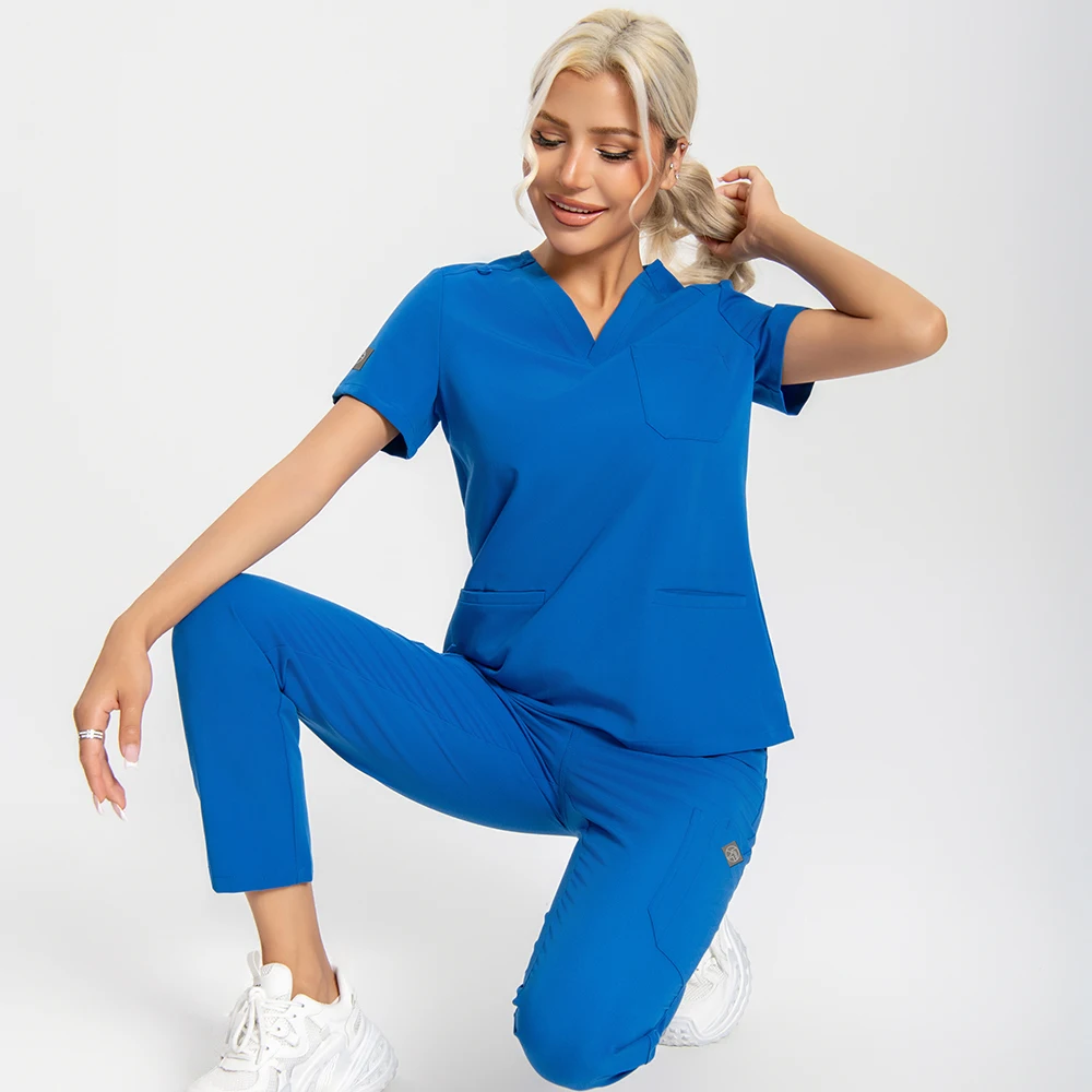 مجموعة دعك التمريض النسائية ثوب جراحي لعيادة الأسنان زي طبيب عمال شكل جودة عالية نعومة ممتازة نسيج TRS