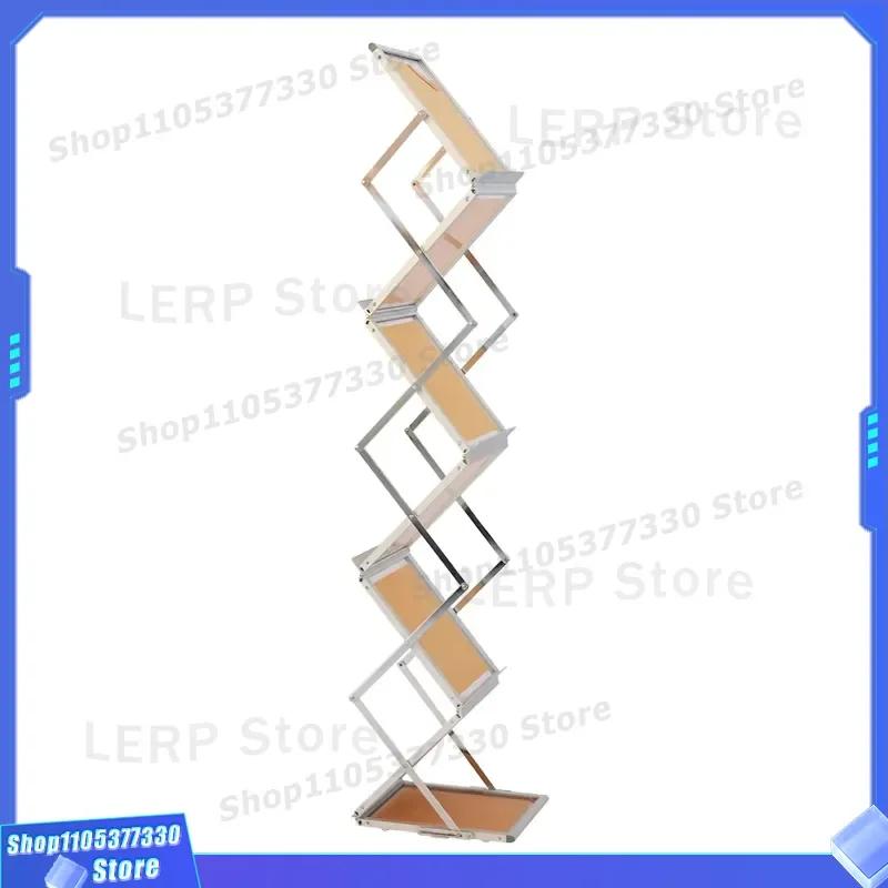 Metal Floor Standing Brochure Holder A4 Size Folding Display Rack for Catalogs and Magazines Acrylic Sign Stand for Office
