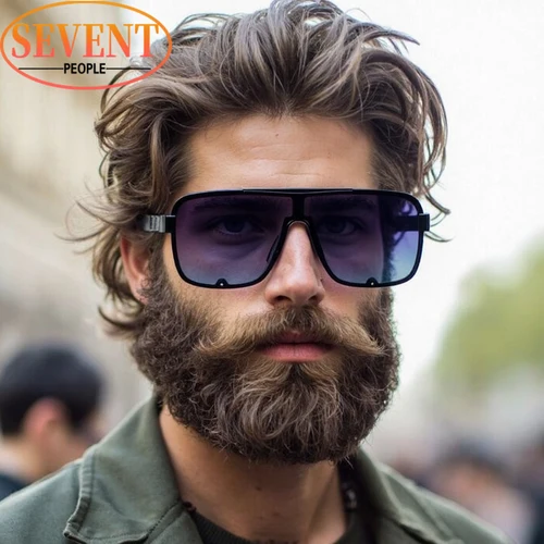 Imagen 2 del producto Gafas de sol cuadradas polarizadas de gran tamaño Steampunk para hombre, marca de lujo 2025, gafas de sol Vintage para conducir al aire libre, gafas de sol clásicas